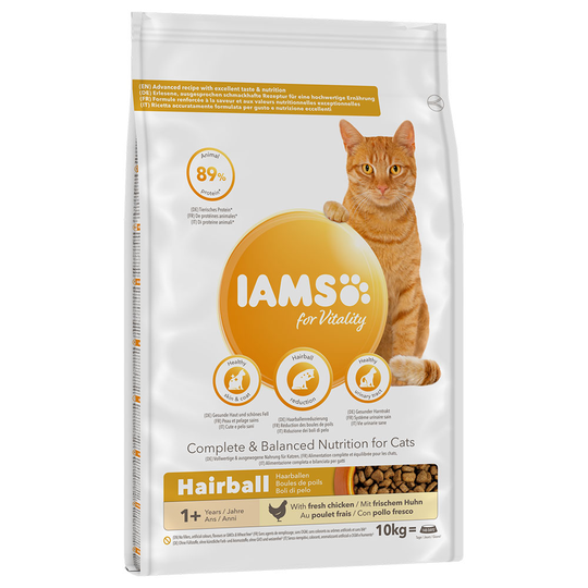 IAMS for Vitality Adult Hairball Reduction Dry Cat Food - Economy Pack: 2 x 10kg