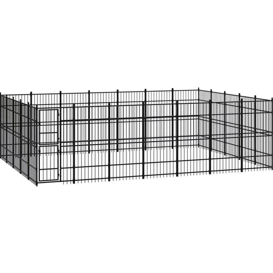 Outdoor Dog Kennel Steel 32.26 m² Vidaxl Black