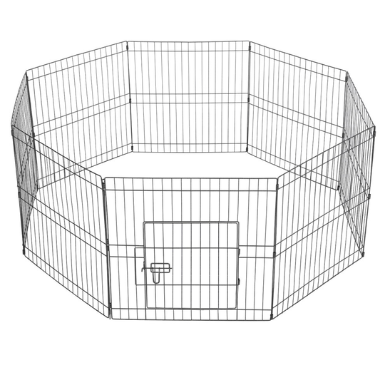 Yaheetech 61cm Metal Pet Playpen 8 Panel Foldable Playpen Black