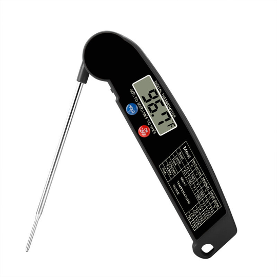 Kitchen Thermometer, Cooking Thermometer, 3S Instant Reading Meat Thermometer, with LED Screen Backlight Folding Probe Button ° C / ° F, For Meat,