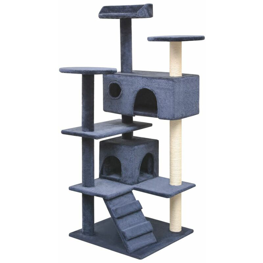 Cat Tree with Sisal Scratching Posts 125 cm Dark Blue VDTD07036 - Topdeal