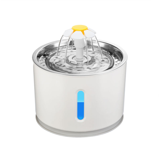 Asupermall - Intelligent Automatic Cat Dog Water Fountain 2.4L Large Capacity Stainless Steel Water Dispenser with Smart Pump Blue led Light
