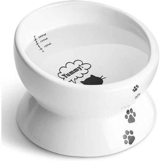 Elevated Cat Food Bowl, Raised Pet Food and Water Bowl, Cat and Small Dog Bowl, Tilted Ceramic Cat Water Bowl No Spill,15oz, Dishwasher Safe