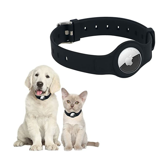 Apple AirTag Dog Collar, Anti-Lost Adjustable Silicone Airtag Case, gps Tracking Dog Cat Collar Accessories for Small Medium Dogs, Cats, Pets (Black)
