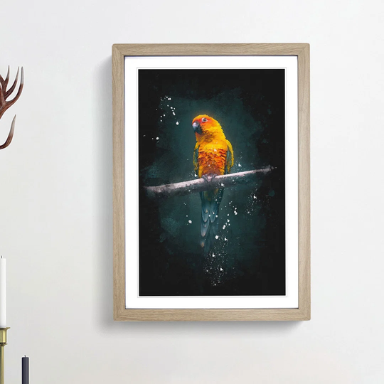 Perched Parrot - Picture Frame Graphic Art Print