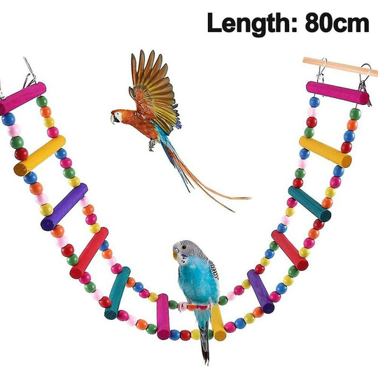 Bird Parrot Toys, Naturals Rope Colorful Step Ladder Swing Bridge 80cm Thsinde