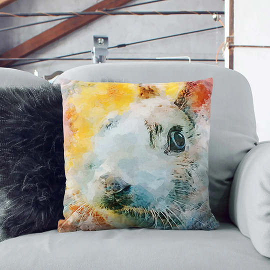 Bunny Rabbit in Abstract Cushion with Filling
