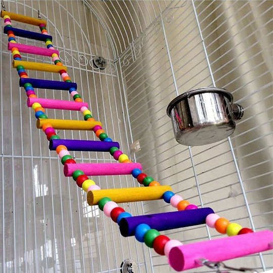 Bird Parrot Toys, Naturals Rope Colorful Step Ladder Swing Bridge 77cm 11 ladders Thsinde