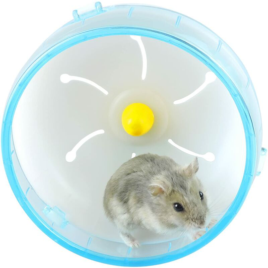 Echoo - Hamster Exercise Wheel 4.72", Silent Jogging Exercise Toy Hamster Cage Accessory for Dwarf Hamster Gold Silk Shih Tzu Bear (Blue)