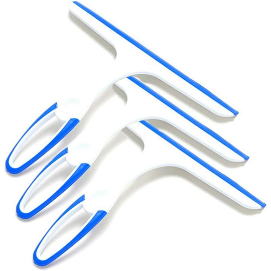 Mini Glass Window Soap Cleaner Wiper Squeegee Home Car Blade Bathroom Mirror Shower (3PCS blue)