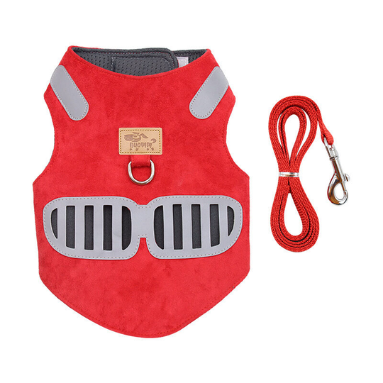 Dog chest harness leash reflective breathable puppy dog leash l Red - Muff