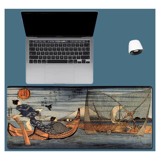 Gaming mouse pad, non-slip rubber base soft fabric mouse pad, Japanese style mouse pad with 27 scenes of Ukiyo-e (Japanese style 10, 300*800*3) - Muff