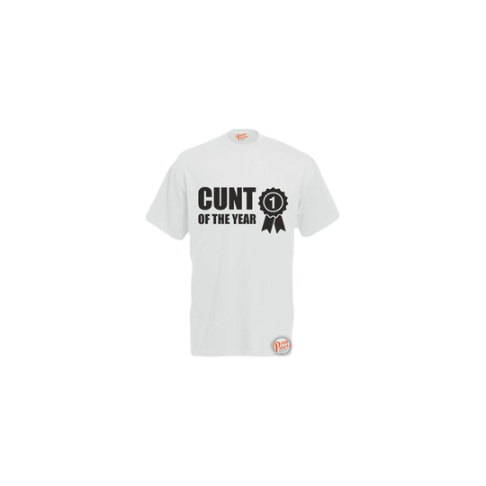 (White, X-Large) Cunt Of The Year! Mens Unisex Funny T-Shirt. Retro Tee