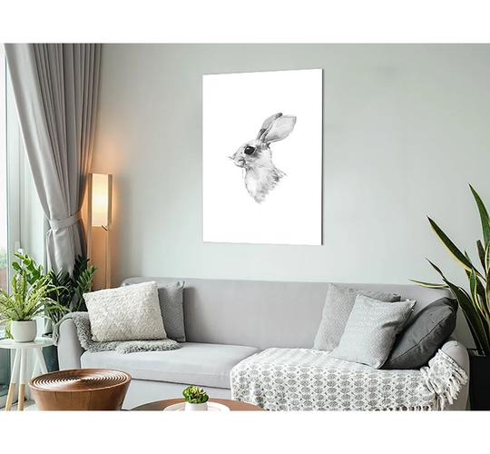 Rabbit Profile - Unframed Drawing on Metal