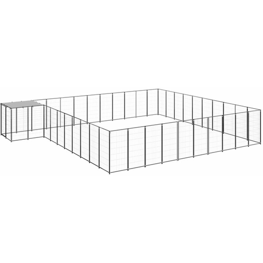 Dog Kennel Black 31.46 m² Steel Vidaxl Black