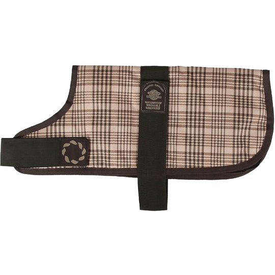 The Animate Company Outhwaites Padded Waterproof Dog Coat (30cm) (Brown Check) - Brown Check