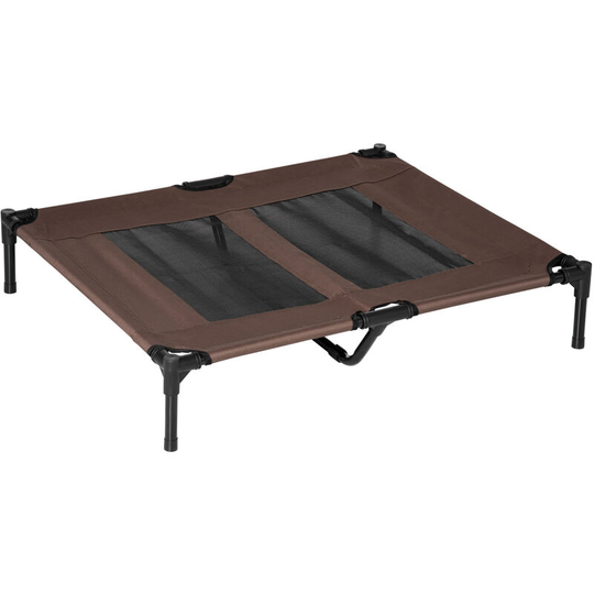 Large Pet Cot Portable Dog Cat Sleep Bed Elevated Camping Indoor/Outdoor - Brown - Pawhut