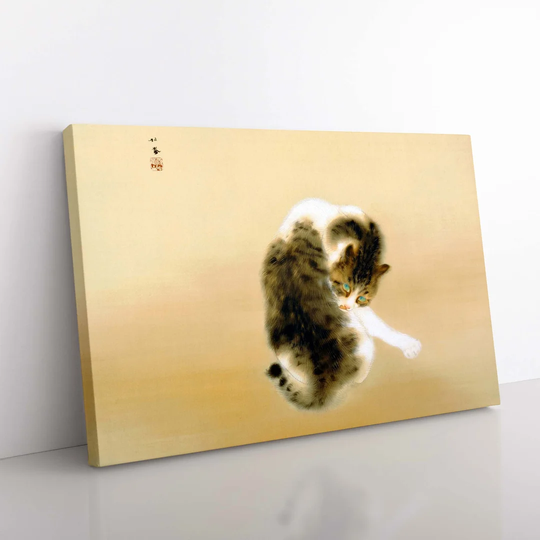 Cat Grooming Itself by Takeuchi Seiho - Wrapped Canvas Painting