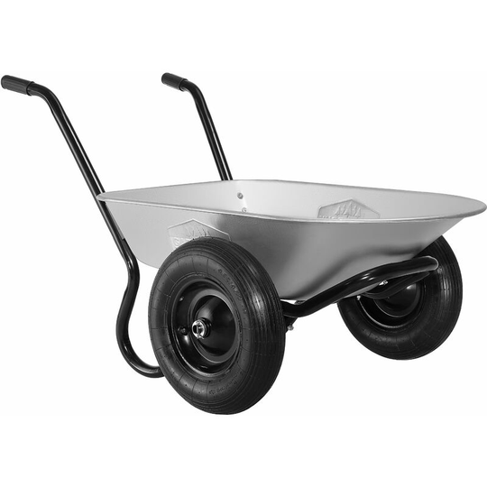 Gardebruk Two Wheeled Wheelbarrow 100L 150kg Home Garden Trolley Heavy Duty Cart Galvanised With Pneumatic Tyres