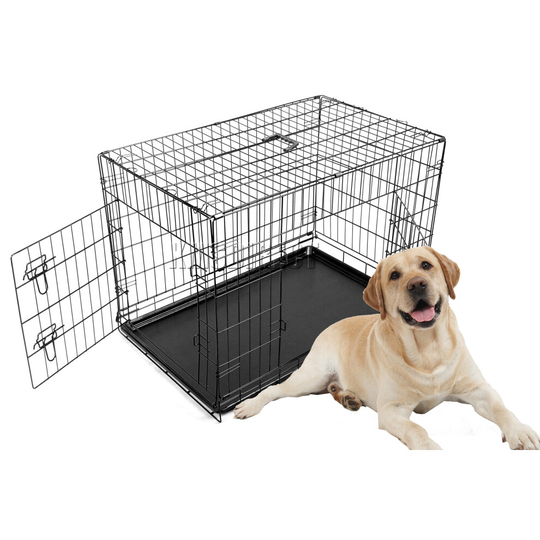 (30 inch ) FoxHunter Pet Dog Crate Folding With Door and Tray