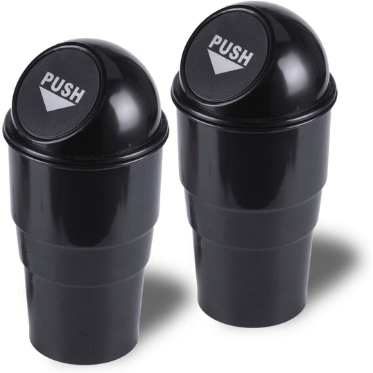 Mini Car Trash Can, Small Automatic Portable Trash Can with Lid, for Car Home Office (Black)
