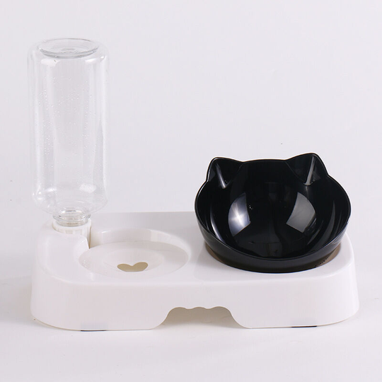 Cat bowl, double cat bowl with raised stand, non-slip cat bowl, small dog and cat drinking fountain + rice bowl