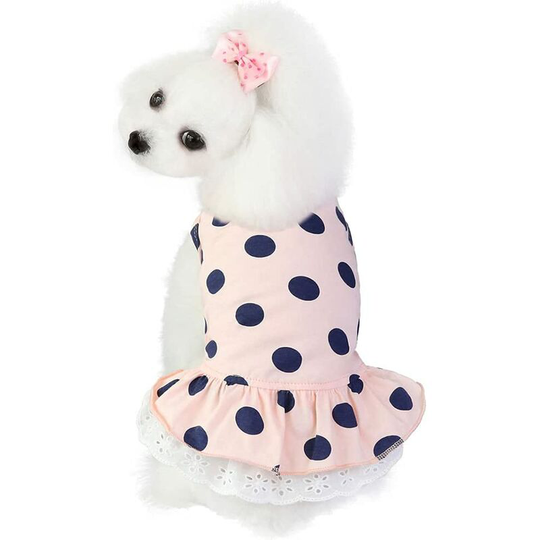 Soekavia - Dog Dress Cute Wedding Pet Skirt Elegant Bowknot Summer Puppy Apparel Clothes Small Medium Girl Dogs Cats Shirts Sundress (Black-S)