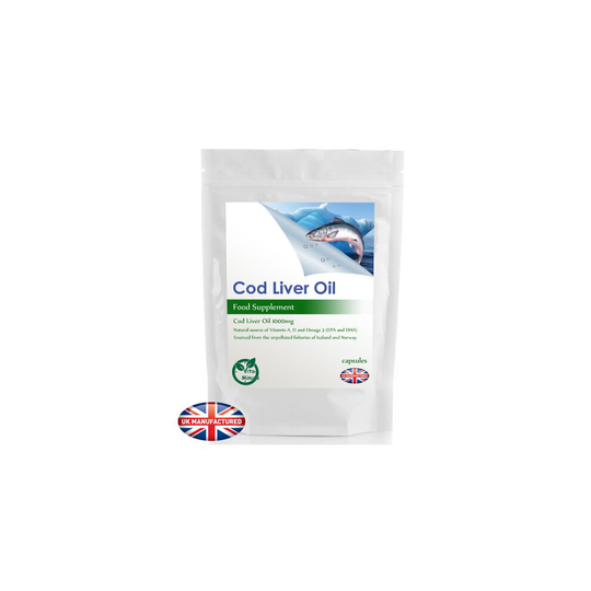 Cod Liver Oil 1000mg (90 Capsules) Omega 3, EPA & DHA, Vitamins A & D