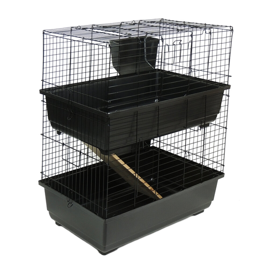 Little Friends Double Tier Rabbit Cage, 100cm, Blue/Black