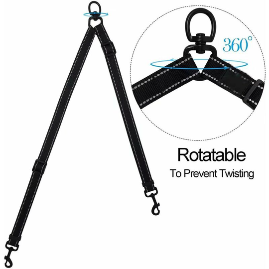 Double Dog Leash Dog Leash No Double Knot Fitting Double Adjustable Reflective Wire Walking Trainer for Two Dogs Large Dogs Small Dogs
