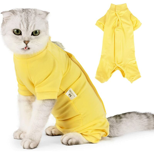 Cat Rehabilitation Vest, Replacement Cat and Dog Rehabilitation Kit, Abdominal Wound Cat Rehabilitation (L, Yellow)