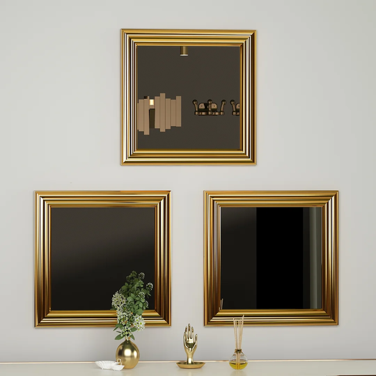 Maximus Plastic Framed Wall Mounted Accent Mirror in Gold
