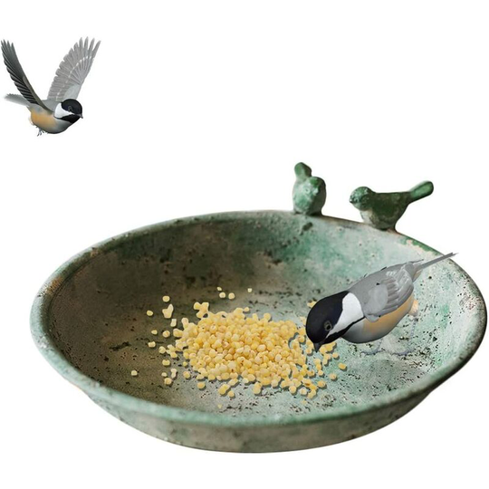 Wild Bird Drinker Bird Feeder Cast Iron Round Bird Basin Balcony Patio Garden Cottage Decor