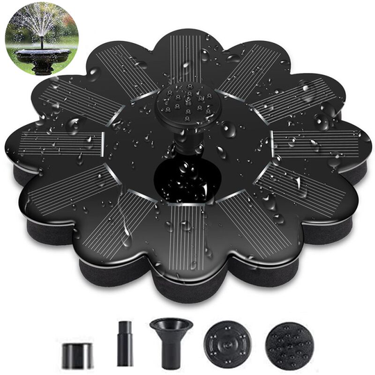 Solar fountain pump, solar powered water fountain panel 1.4 w 4 different spray heads, outdoor irrigation submersible pump for bird bath, pond