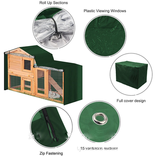 MUFF 210D Oxford Cloth Animal Cover, Outdoor Waterproof and Harmful Light Animal Cover, Foldable Dust Cage Protector with Zipper Green 180x52x86cm
