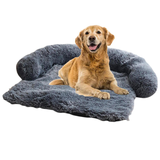 (Dark Grey, XL) Dog Cat Warm Calming Ultra Soft Sofa Bed Chair Couches Floor Cushion Protector Mat Furniture Removable Cover Anti Slip Bottom Anti Anx
