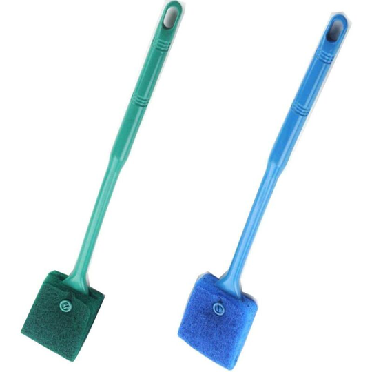 Soekavia - Aquarium cleaning sponge, 2 pieces double-sided cleaning sponge, algae cleaning, blue sponge cleaner, blue cleaning brush, aquarium sponge