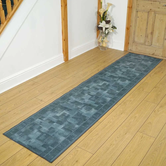 Temel Tribe Looped/Hooked Blue Rug