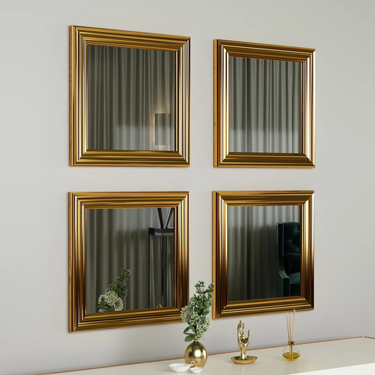 Walter Plastic Framed Wall Mounted Accent Mirror in Gold