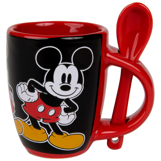 Disney Mickey Mouse Laughing Ceramic Espresso Mug with Spoon