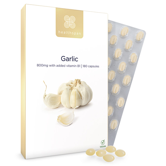 Healthspan Garlic 800mg, 180 Capsules, Heart Health, Vegan