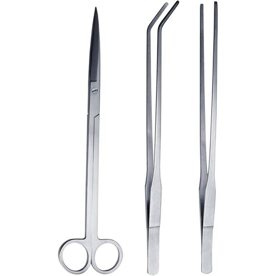 Litzee - 3 Pack Aquarium Tool Kit Accessories, Stainless Steel Fish Scissors Starter Kits Aquarium Water Plant Scissor Pliers Tools Set for Pruning