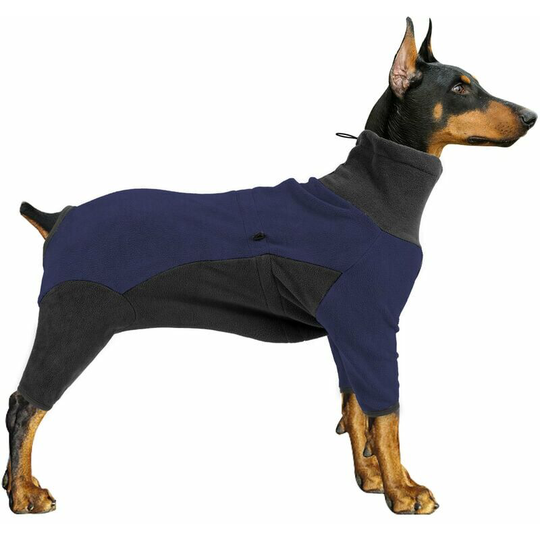 Dog Fleece Jacket Warm Winter Coat Turtleneck Pullover for Small Medium Large Dogs, Dark blue&XX-Small