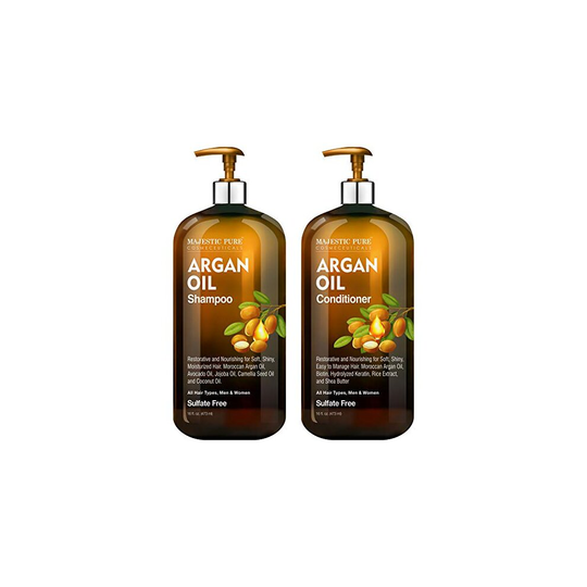 Argan Oil Shampoo and Conditioner, from Majestic Pure, Improve formula Sulfate Free, Vitamin Enriched, Volumizing & Gentle Hair Restoration Formula fo
