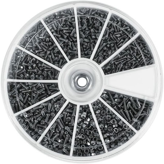 Box of 600pcs Assorted Round Countersunk Head Phillips Cross Recessed Head Bolts in 304 Stainless Steel with Hex Nuts