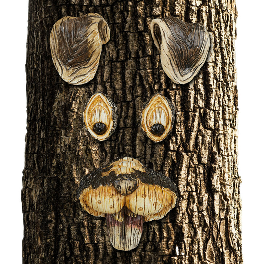 Tree Face Rabbit, 5-Piece, Tree Trunk Decoration, Weatherproof, Hanging Tree Decoration, Decorative Garden Rabbit, Brown/Beige - Relaxdays