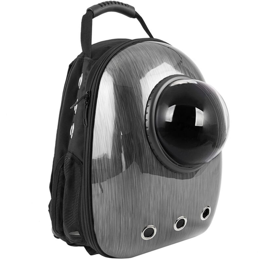 Pet bubble capsule Backpack for transporting cats and dogs Rigid gray plastic carrier - Citybag