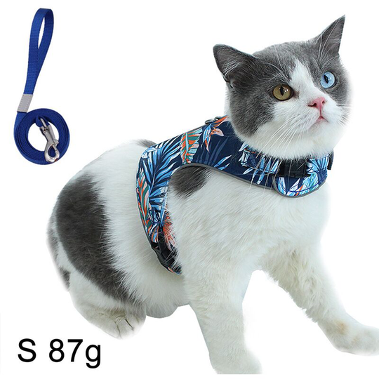 Kitten Harness and Leash for Walking Escape Proof Small, Adjustable Kitten Walking Jackets, Padded Kitten Vest, S, drak blue