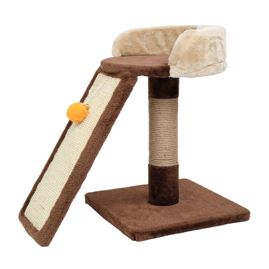 Cat Tree Tower with Scratching Posts, View Platform and Ladder for Indoor Cats (Brown)