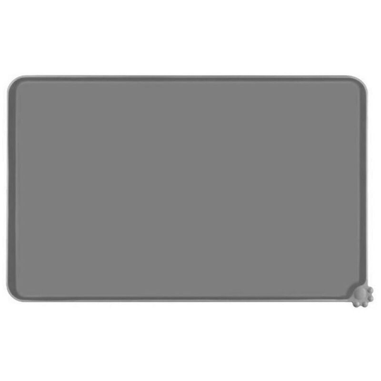 Silicone Pet Feeding Mat,Non Slip Waterproof Bowl Mat for Dog and Cat,47 x 30 cm,Grey